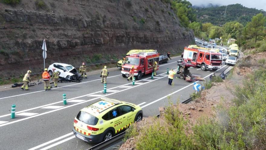 Imatge de l&#039;accident de diumenge al matí a la C-58, a Castellbell