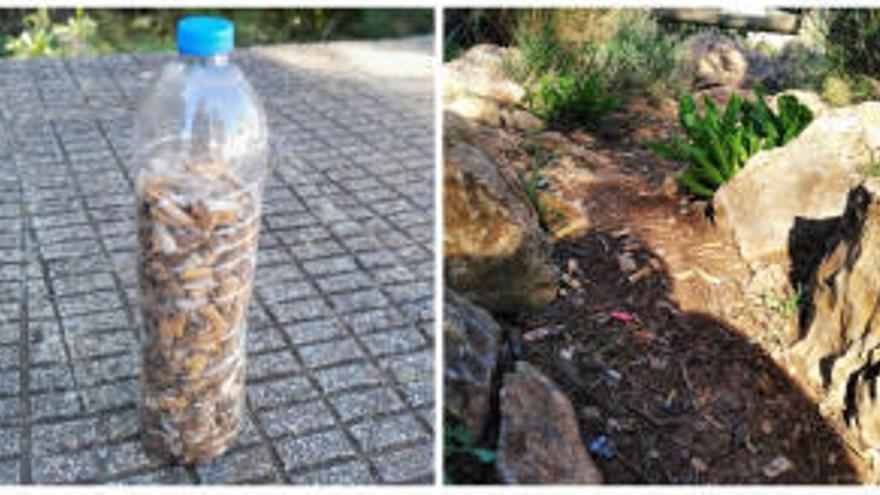 Vecinos de Xàbia retiran cientos de colillas del mirador de la Falzia
