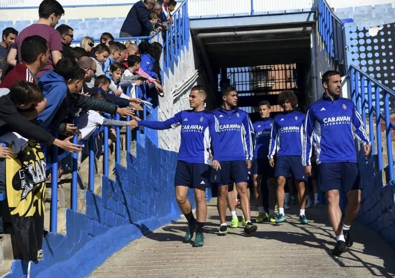 Entrenamiento a puerta abierta del Real Zaragoza en La Romareda