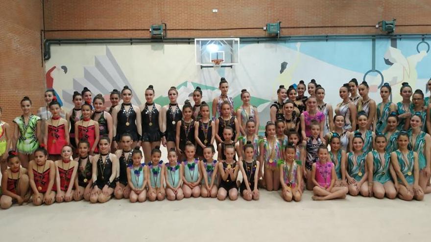 Las gimnastas del Club Mapecca que participaron en el Provincial