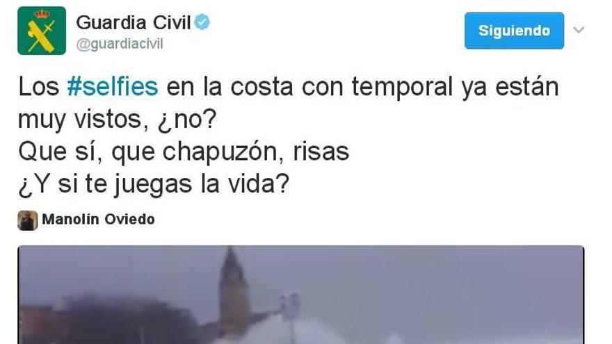 La Guardia Civil alerta contra los peligros del temporal con un vídeo de la playa de Gijón