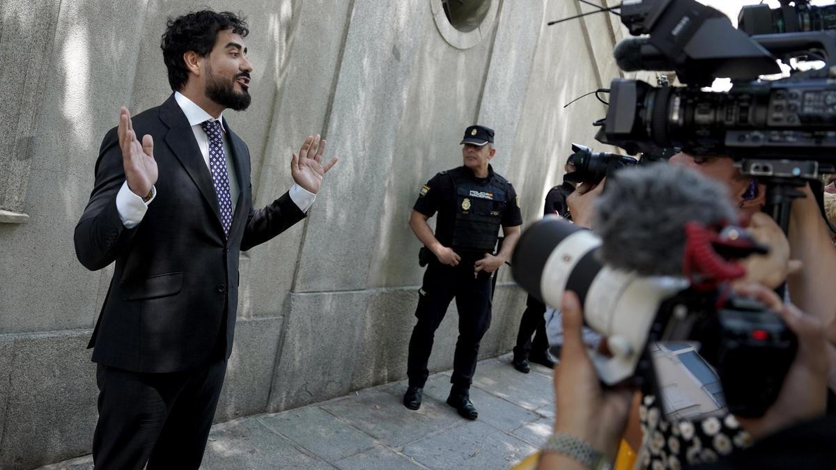 Alvise Pérez, a la salida del Tribunal Supremo.
