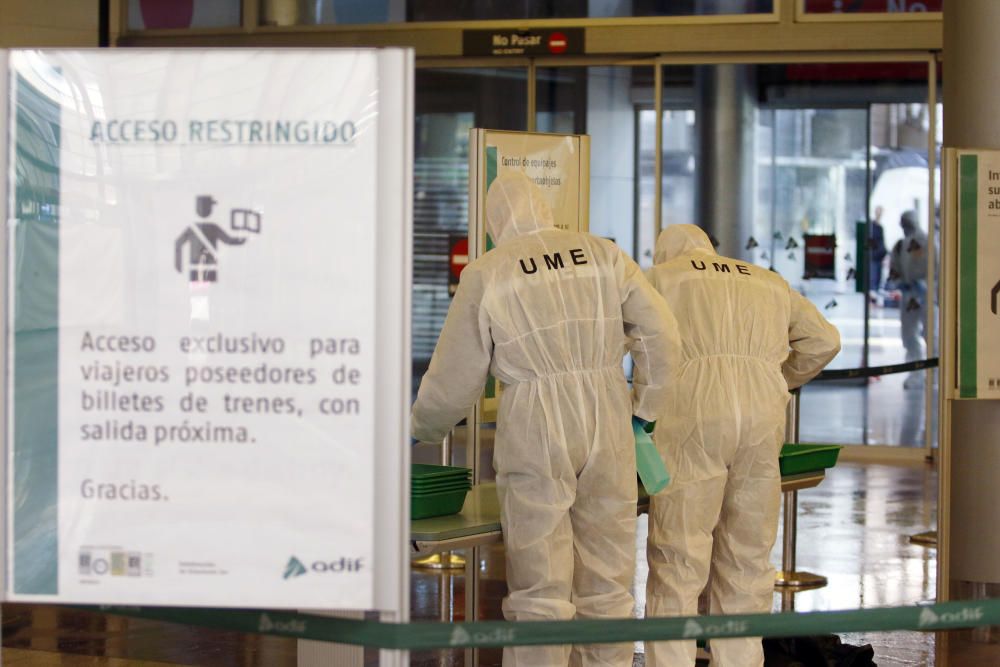 Desinfección en la Estación María Zambrano.