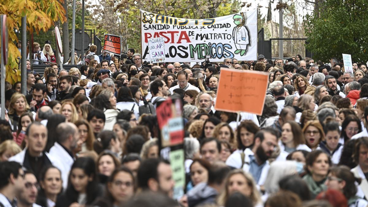 Los médicos de Madrid, durante la huelga.