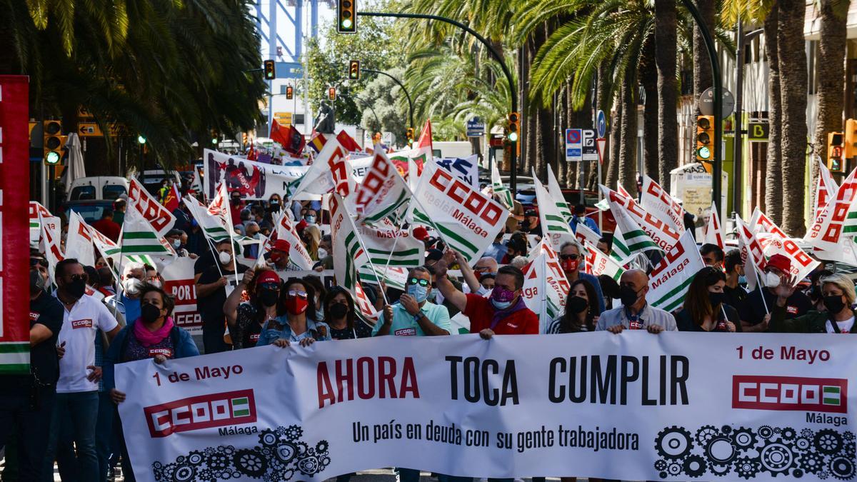 Manifestación del Primero de Mayo en Málaga capital