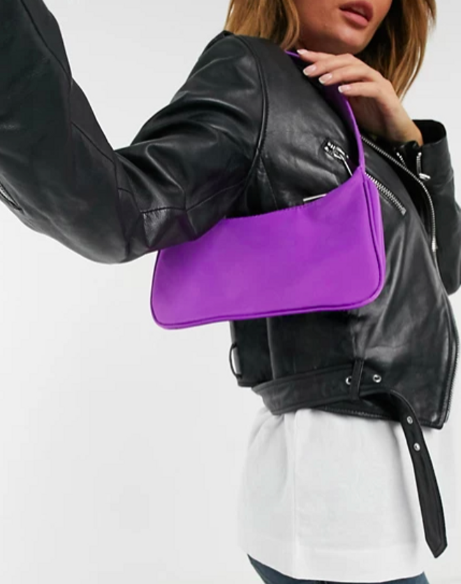 Bolsos de hombro violeta amatista con diseño curvo de estilo años 90 de nylon de ASOS DESIGN