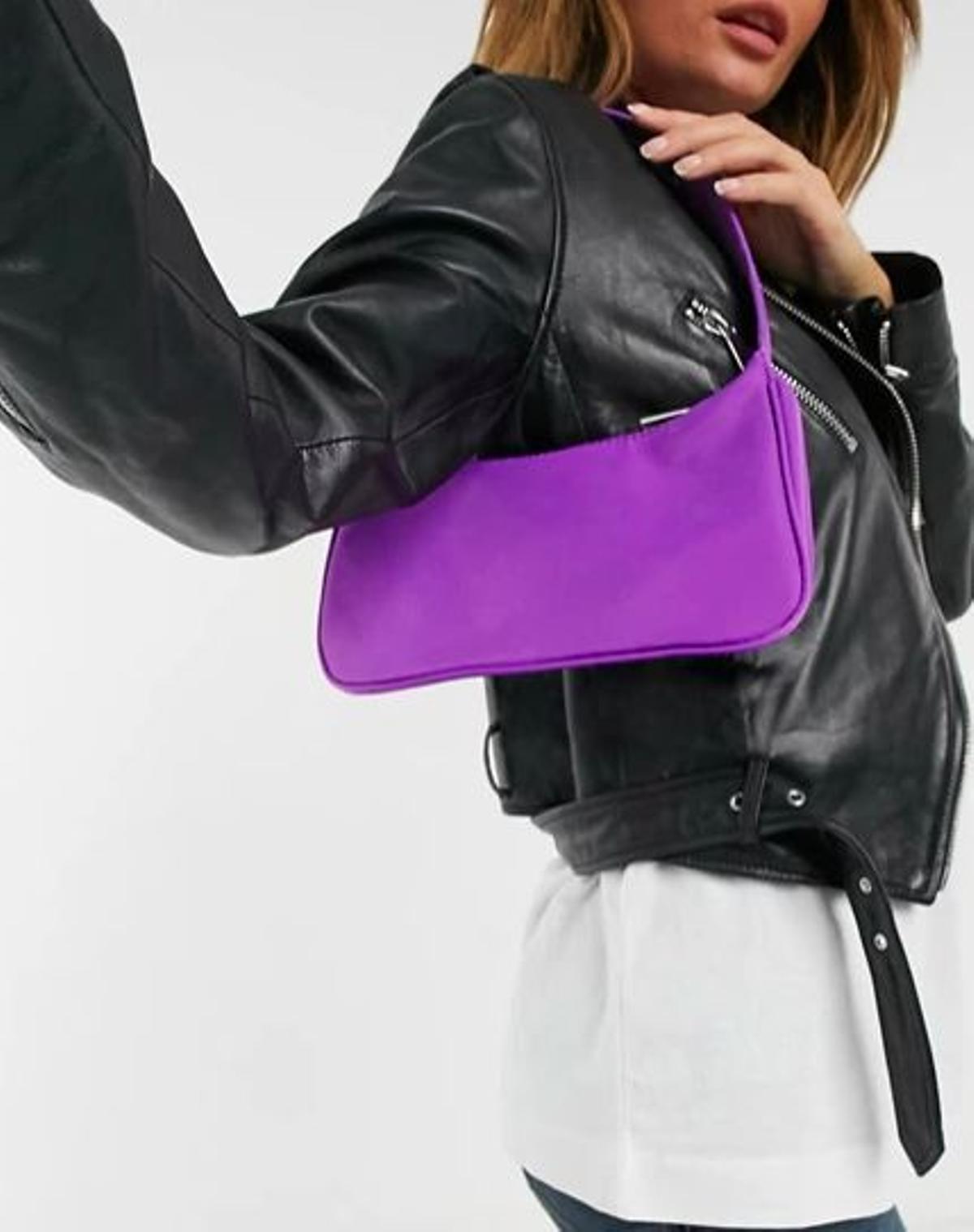 Bolsos de hombro violeta amatista con diseño curvo de estilo años 90 de nylon de ASOS DESIGN