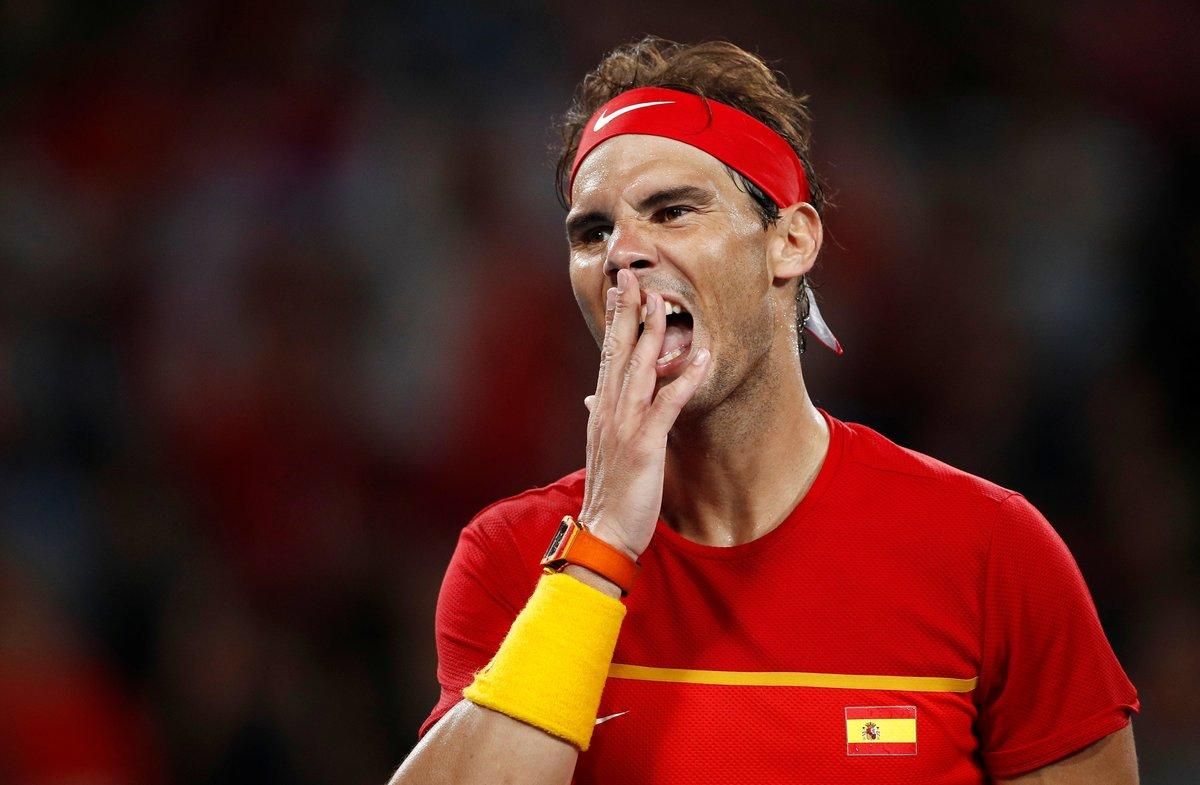 Tennis - ATP Cup - Ken Rosewall Arena, Sydney, Australia - January 12, 2020  Spain’s Rafael Nadal reacts during his Final singles match against Serbia’s Novak Djokovic  REUTERS/Edgar Su