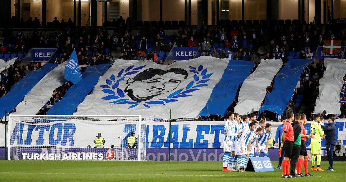 Homenaje a Aitor Zabaleta en 2018 por parte de aficionados de la Real Sociedad.