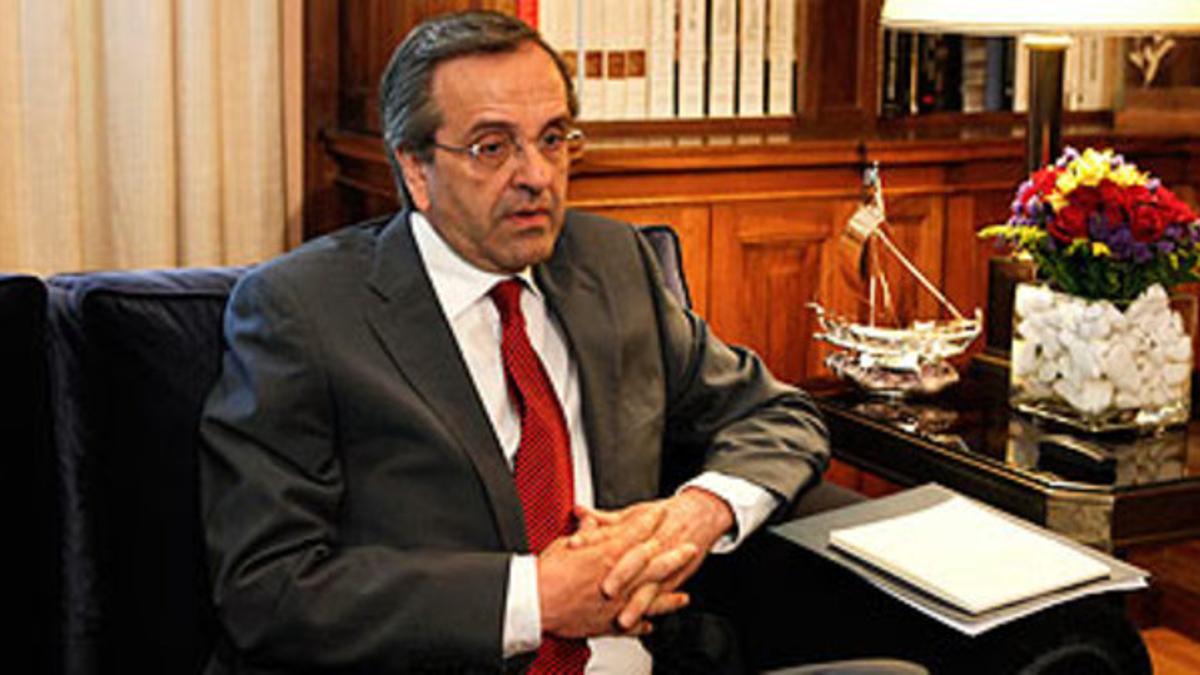 El líder conservador Antonis Samarás, este lunes.