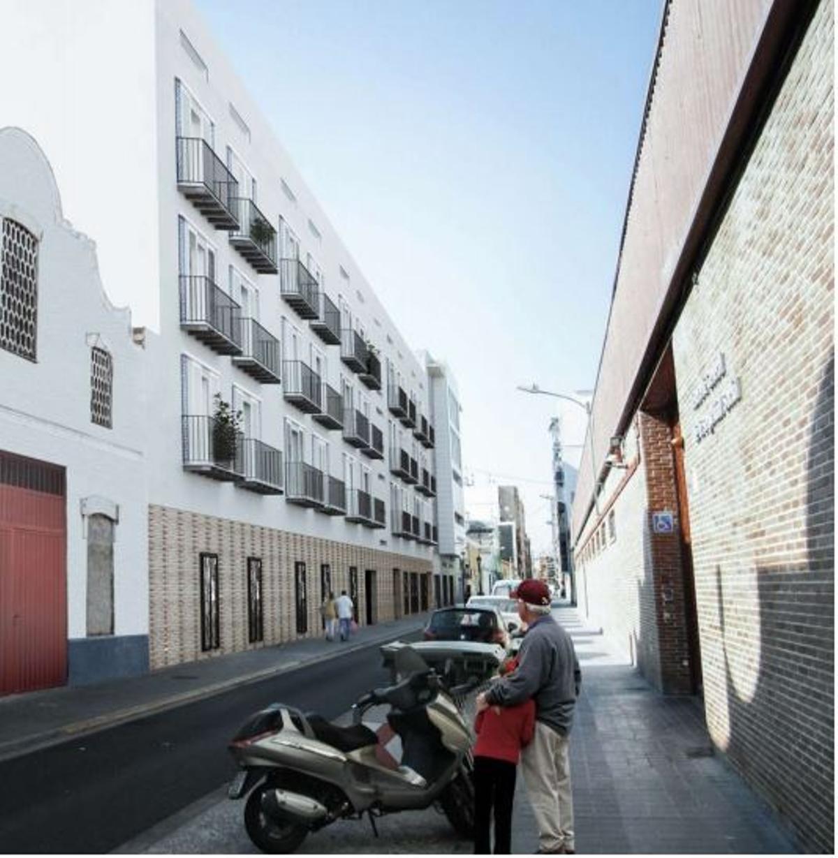 Figuración del edificio del Cabanyal. Exterior.