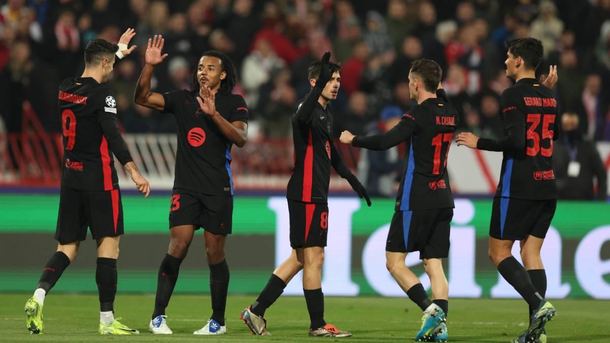 Gerard Martín, en un lance del partido ante el Estrella Roja en Belgrado