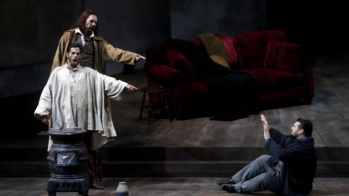 Ensayo general de "La Bohème", de Puccini, antes de su segunda reposición en 2015.