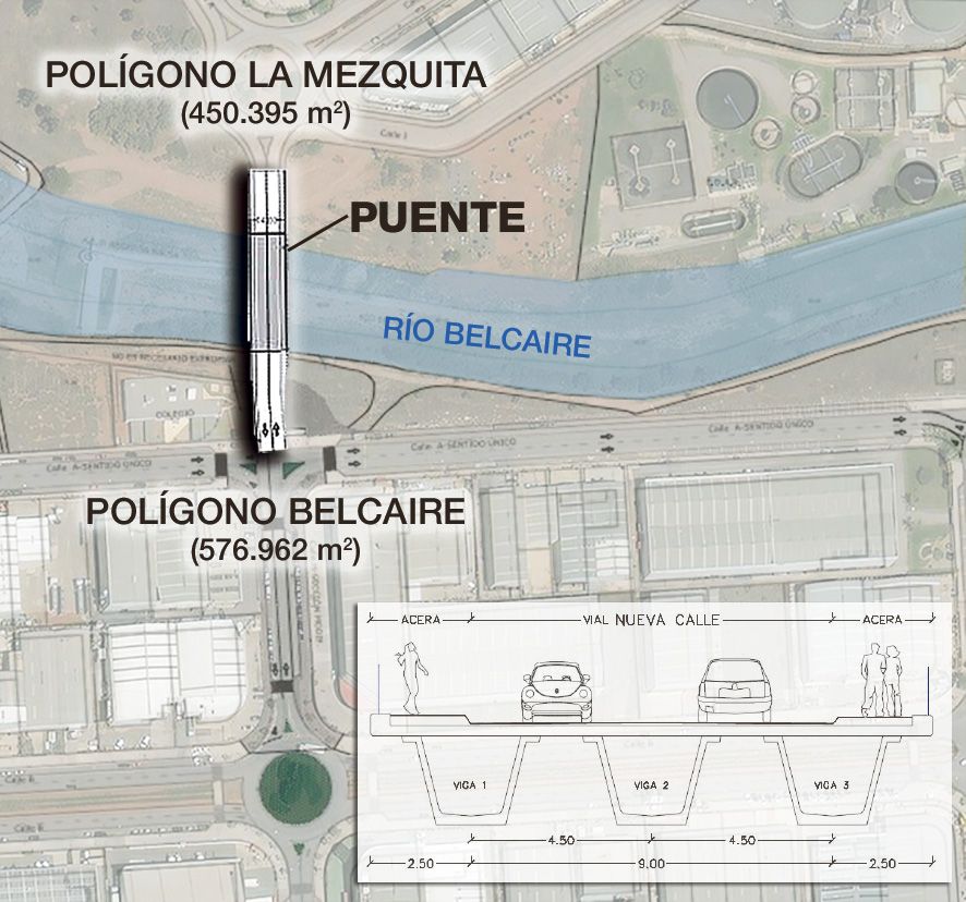 Ubicación que tendrá el puente industrial de la Vall d&#039;Uixó.