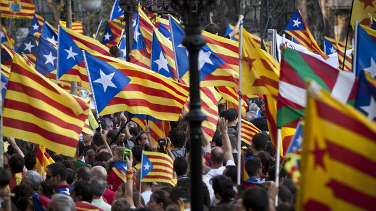 'Estelades' en la manifestación independentista de la Diada.