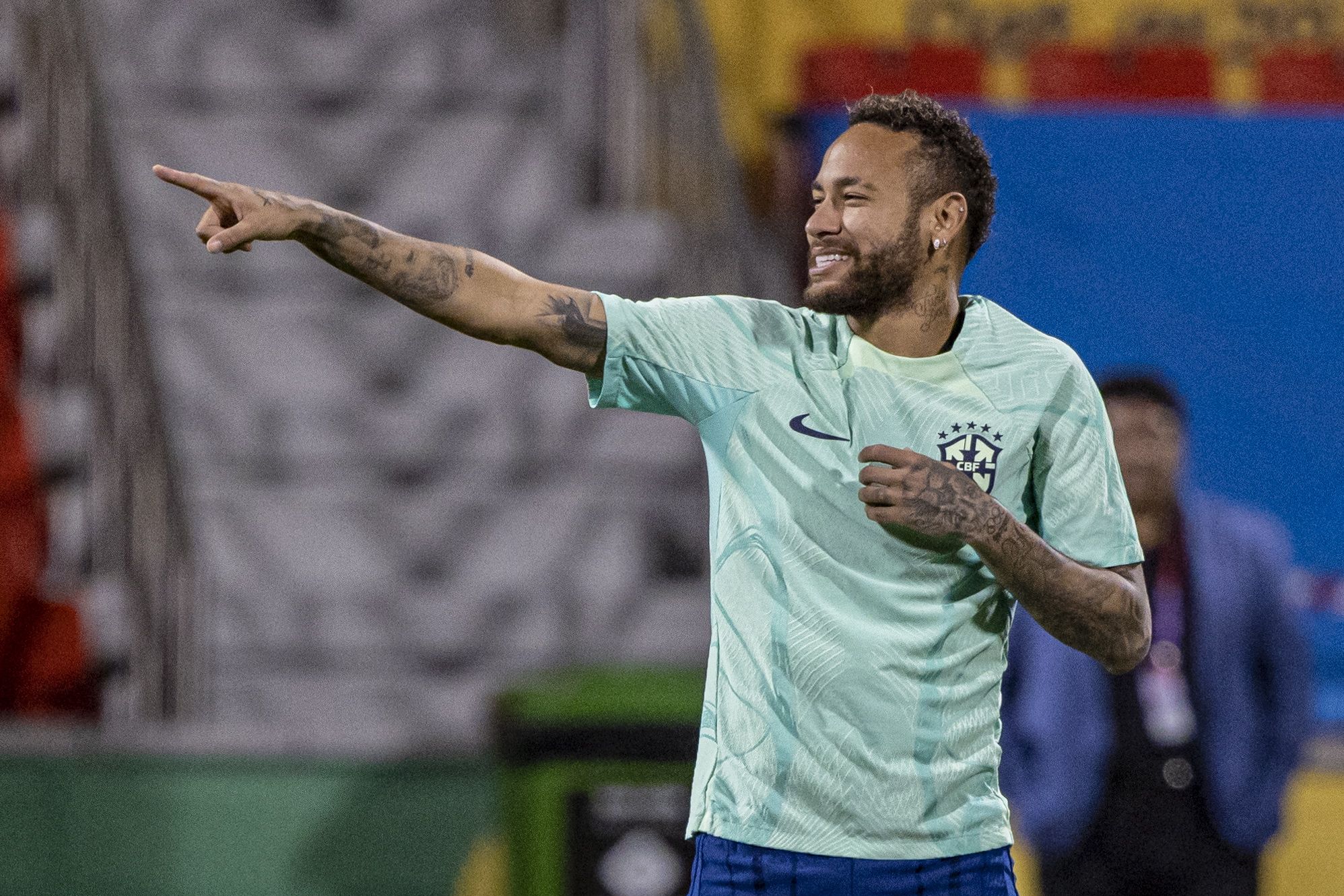 Neymar, en un entrenamiento con la selección brasileña.