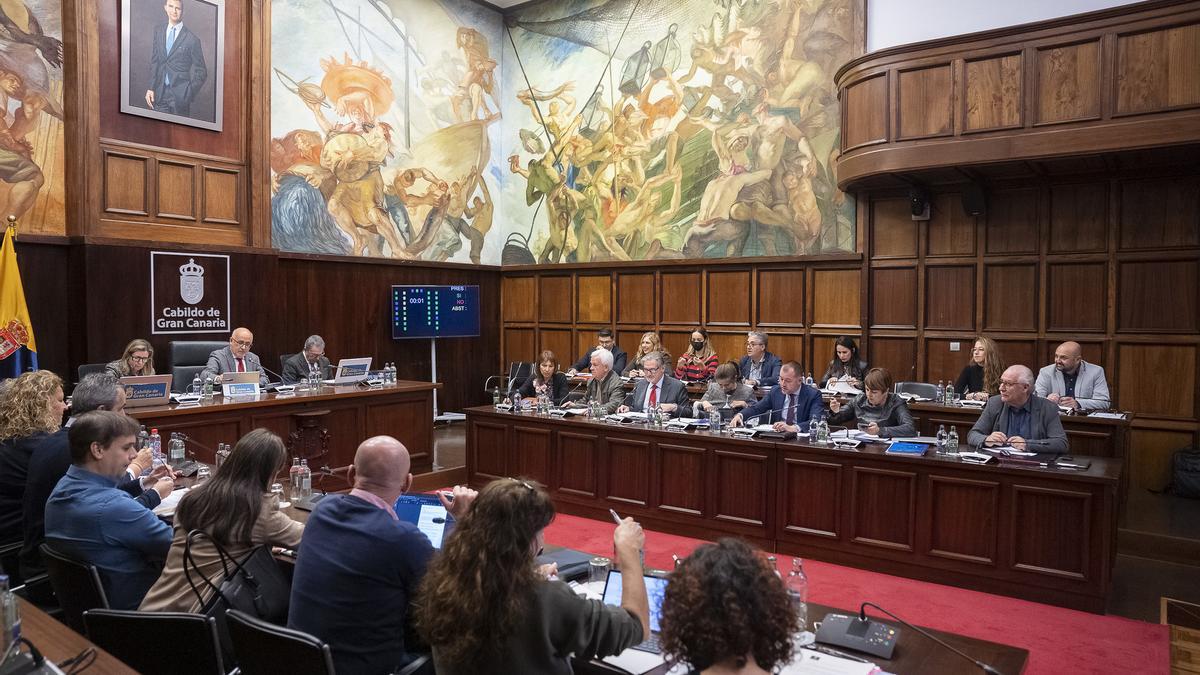 Los consejeros durante el Pleno ordinario del Cabildo de Gran Canaria