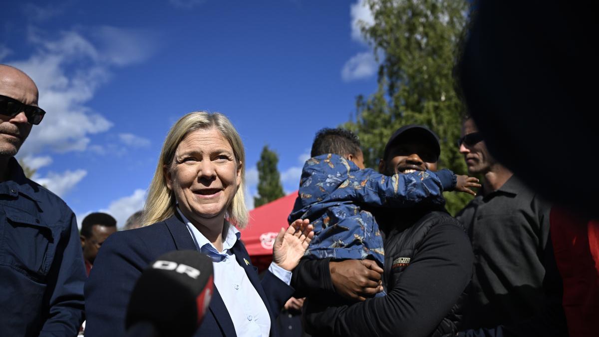 Swedish PM Andersson campaigns ahead of general elections