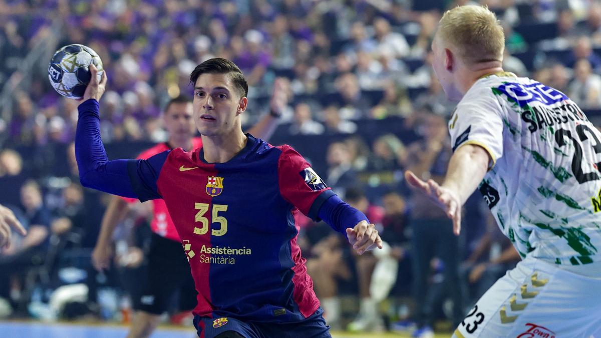 Domen Makuc, durante las semifinales de la EHF Champions League entre Barça y Magdeburgo