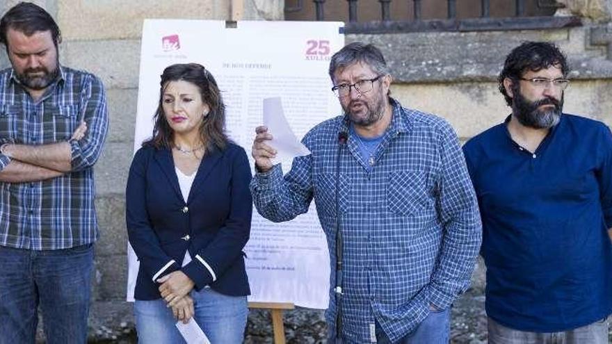 Yolanda Díaz, ayer, en la lectura del manifiesto de EU.