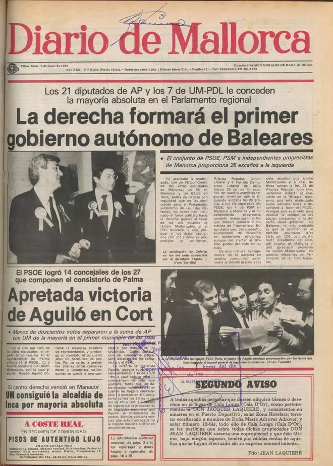Las elecciones autonómicas en Baleares desde 1983, a través de las portadas de Diario de Mallorca