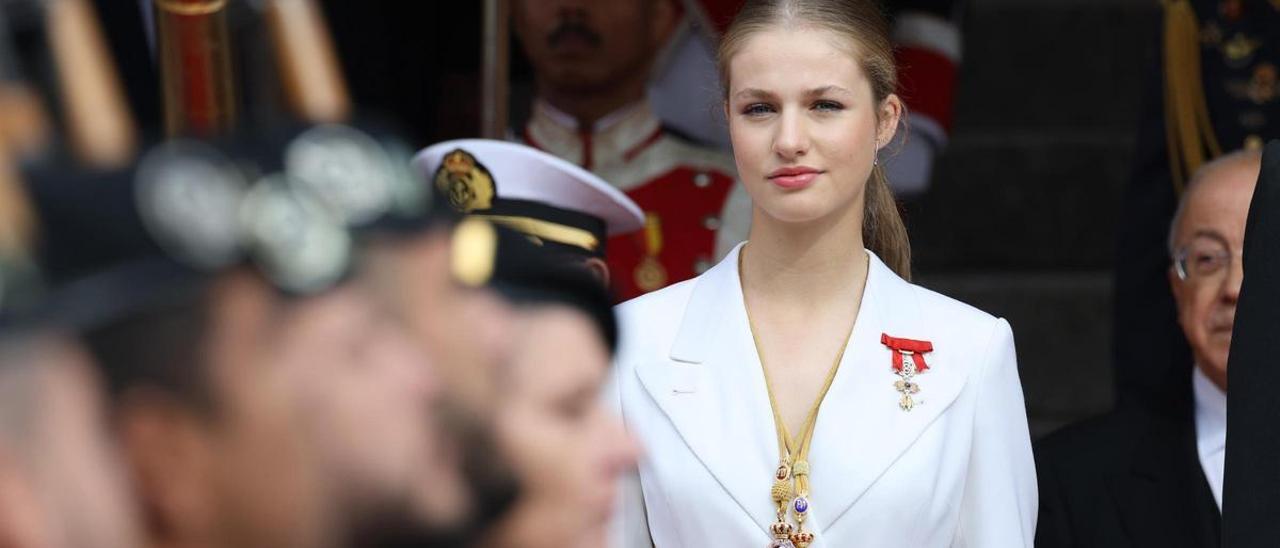 La princesa Leonor, a su salida del acto solemne de la jura de la Constitucion en las Cortes Generales, el pasado martes, 31 de octubre de 2023.