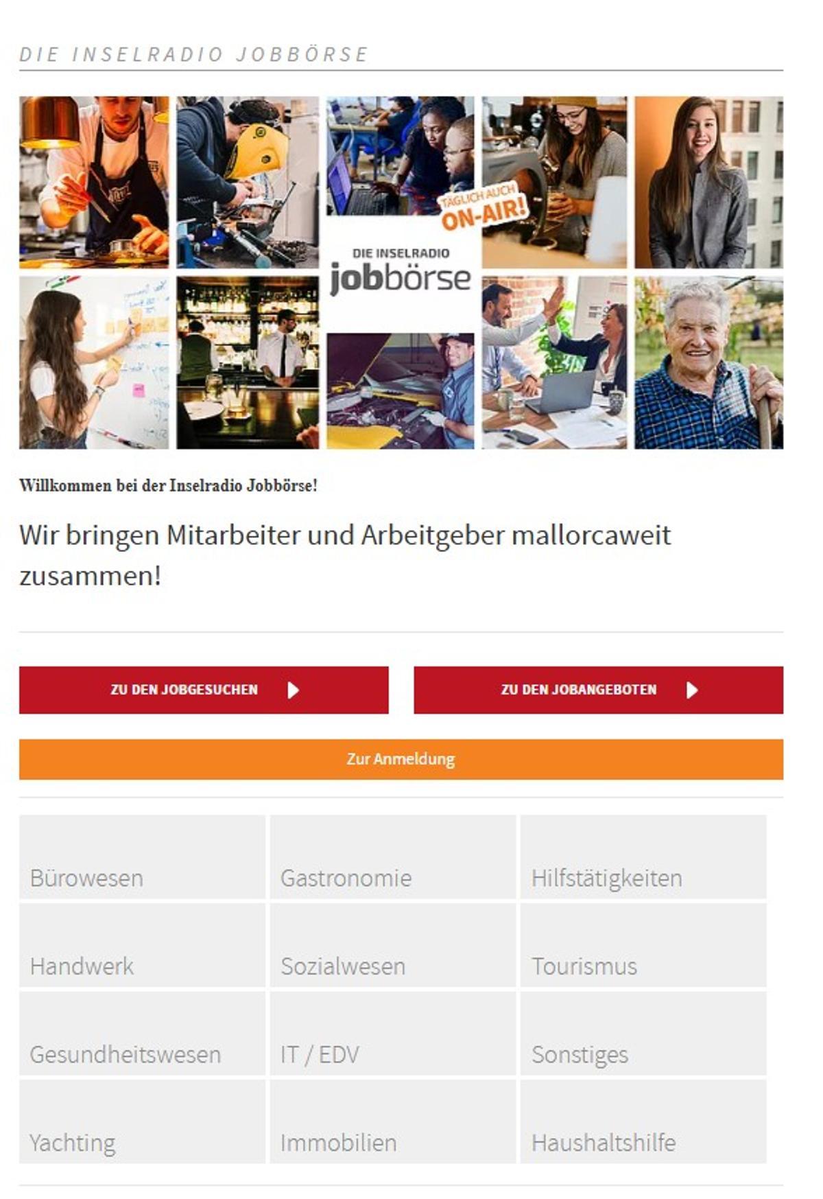 So sieht die Jobbörse vom Inselradio aus.