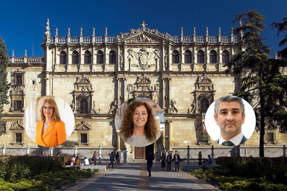 La Universidad de Alcalá busca nuevo rector o rectora: a la izquierda, María Sarabia, en el centro María Jesús Such Devesa, y a la derecha Antonio Portilla. Son los tres candidatos que se conocen hasta ahora
