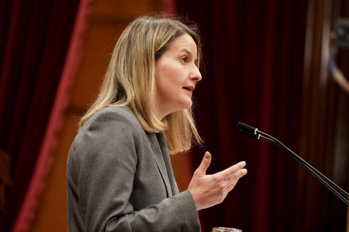 La consellera de Drets Socials, Mònica Martínez Bravo, durante su intervención en el Parlament La consellera de Drets Socials, Mònica Martínez Bravo, durante su intervención en el Parlament
