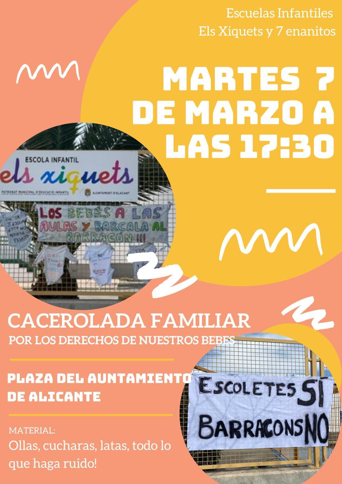 Cartel de la protesta organizada para este martes, en la plaza del Ayuntamiento