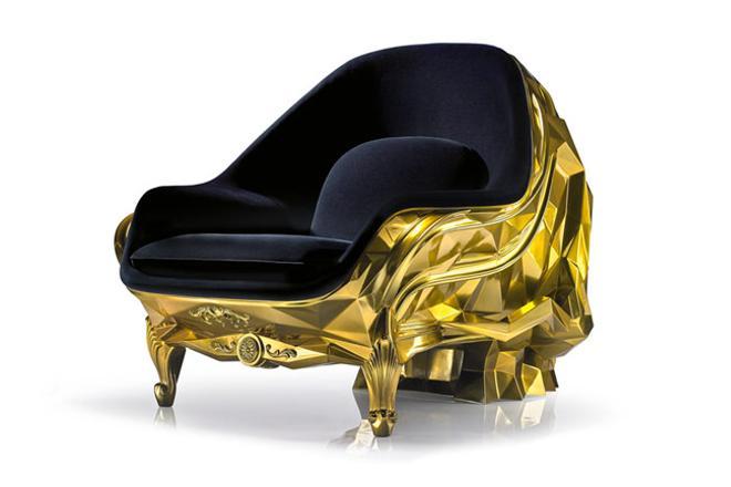 Calaveras en la decoración: asiento 'Skull' en dorado y negro de Harow