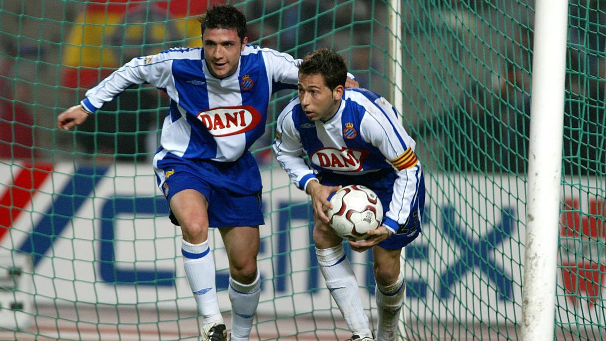 Ángel Morales y Raúl Tamudo con el Espanyol