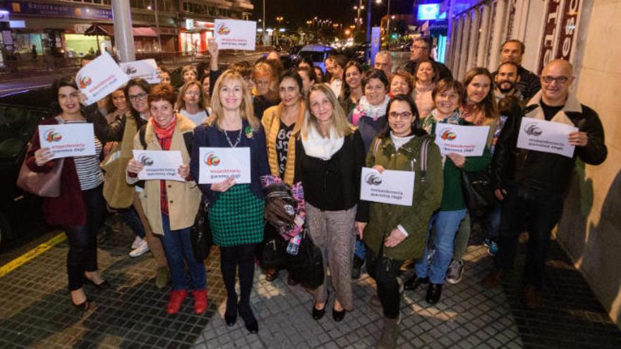 Protesta ante el Colegio de Enfermería de Las Palmas, a principios de febrero.