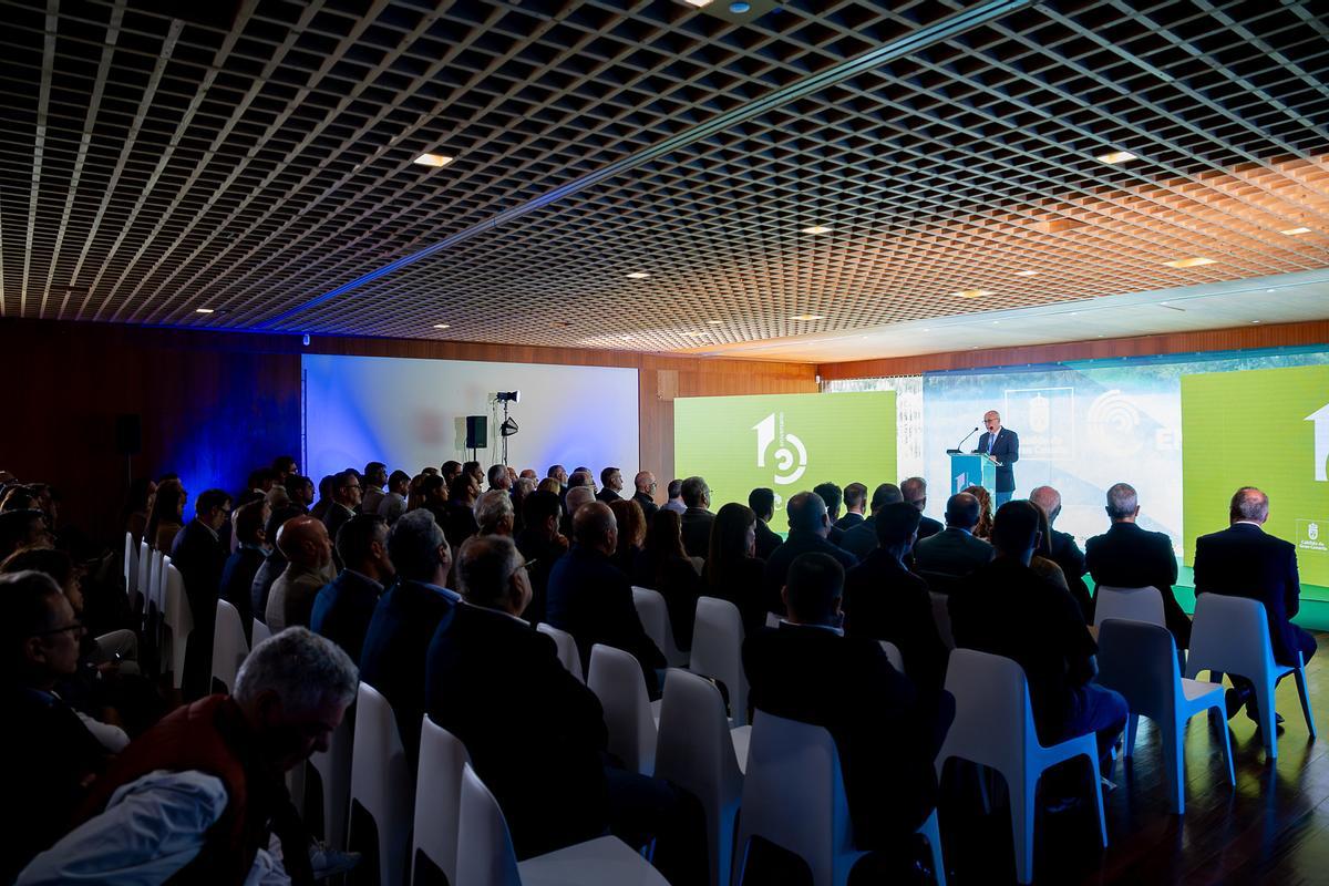 Antonio Morales, presidente del Cabildo de Gran Canaria, durante el acto de conmemoración de los diez años del Consejo Insular de la Energía.