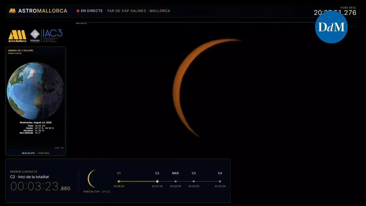 Mallorca no volverá a ver un eclipse total de Sol hasta el año 2180, pero en 2028 llegará el 'anillo de fuego'