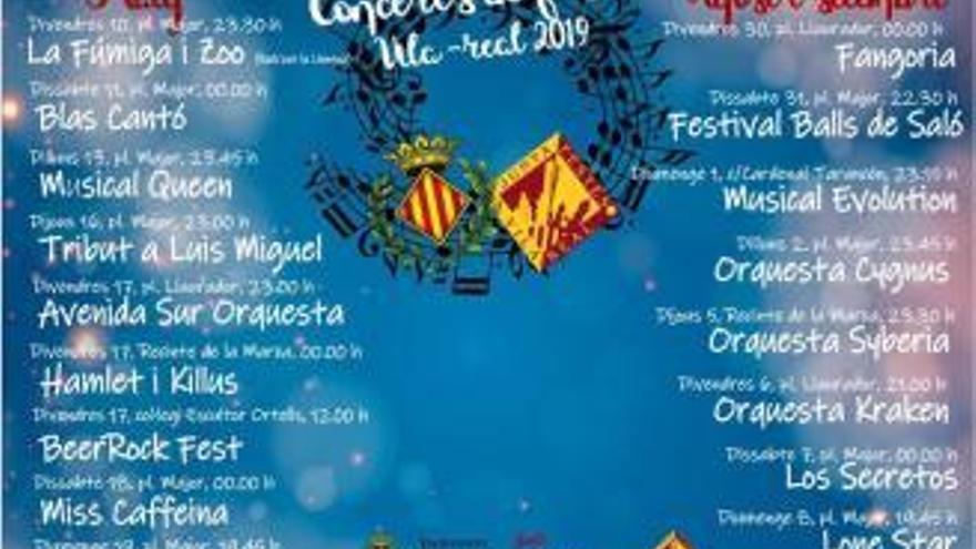 Miss Caffeina, Zoo y Los Secretos actuarán en las fiestas de Vila-real