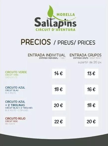 Tarifas de Saltapins