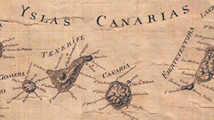 Mapa del Archipiélago canario de la época de la expedición.