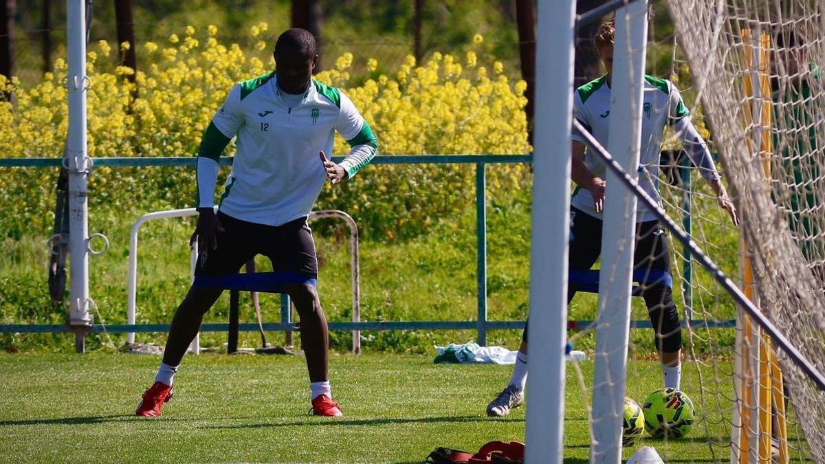 Fomeyem, el pasado mes de marzo, en un entrenamiento del Córdoba CF.