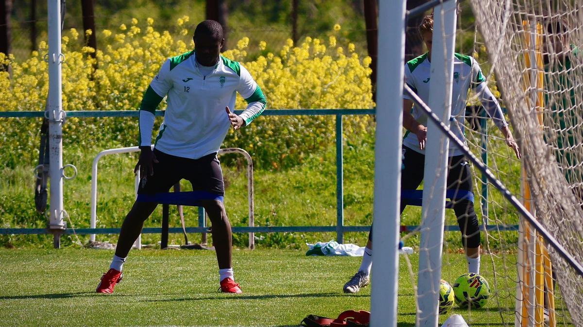 Fomeyem, en el entrenamiento del Córdoba CF de este miércoles.