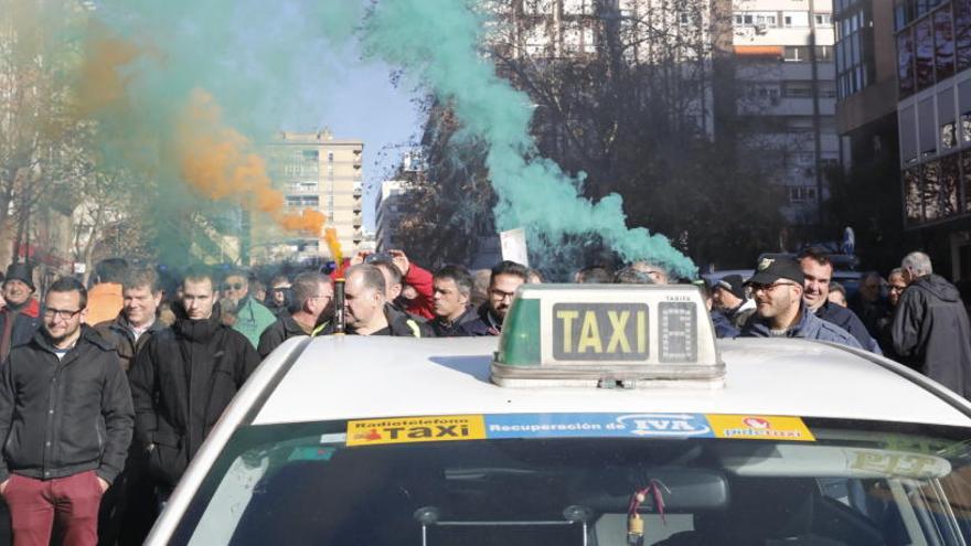 Una concentración de taxistas.