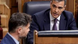 Gabriel Rufián y Pedro Sánchez, este miércoles en el Congreso.