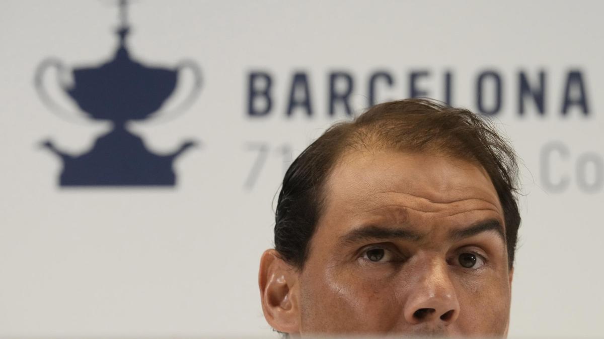 Rafa Nadal, durante su comparecencia pública antes de su estreno en Barcelona.