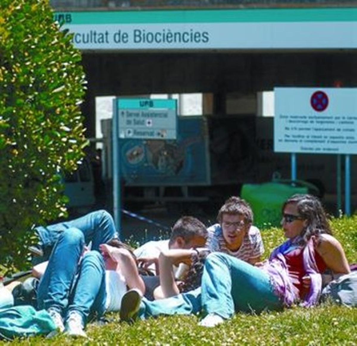 Uns alumnes al campus de la Universitat Autònoma de Barcelona.