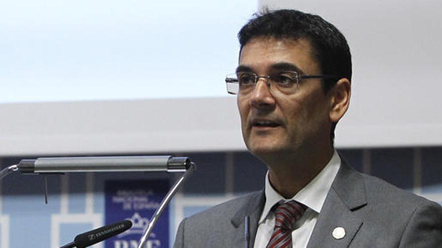 El rector de la UPV, Francisco Mora, durante su intervención en la Conferencia de Rectores CRUE