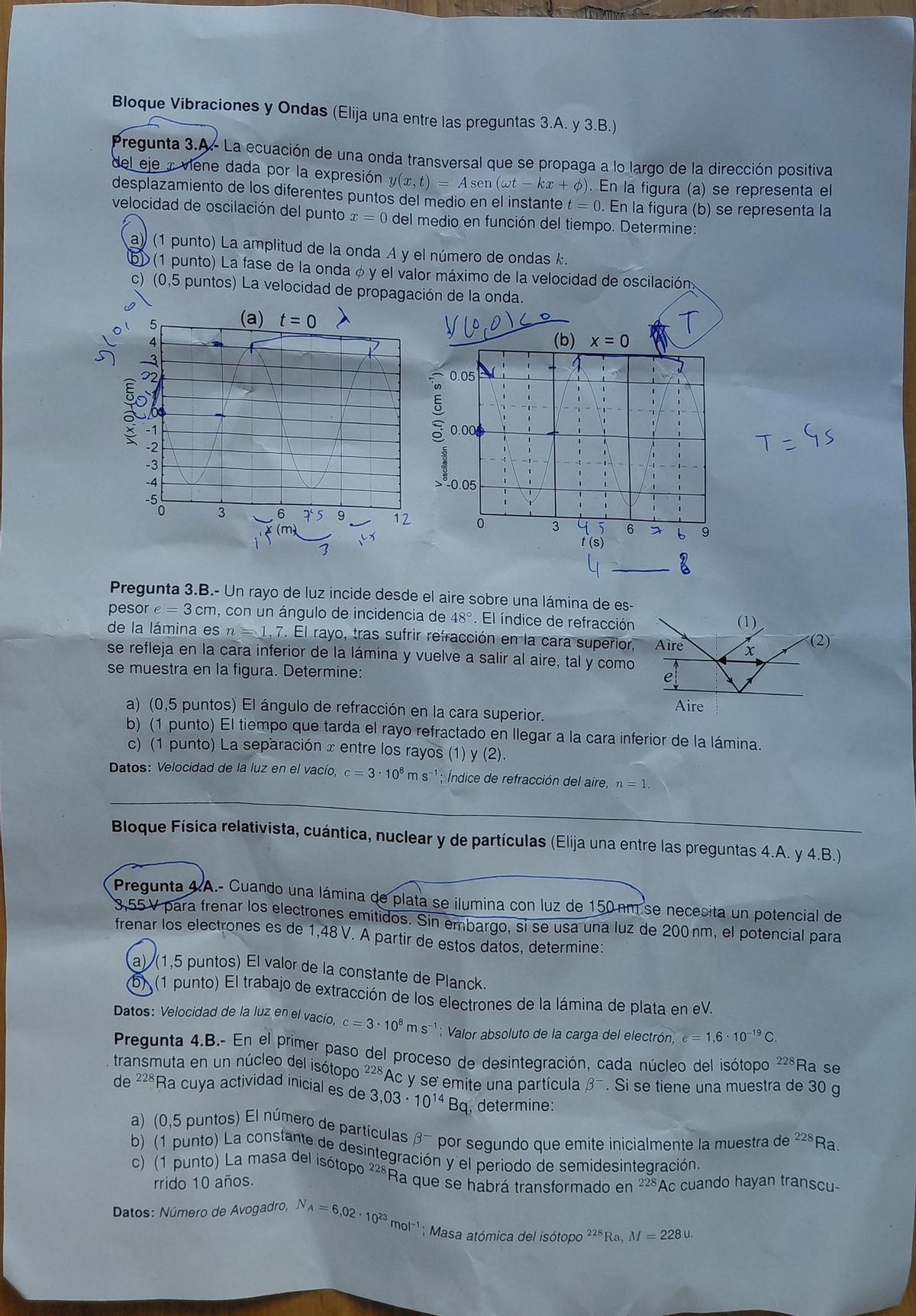 Examen de Física de la PAU 2026 de Madrid