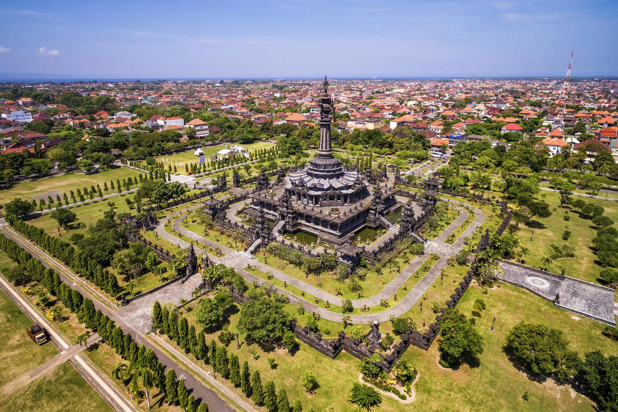 Vista aérea del Monumento Bajra Sandhi en Denpasar, Bali, Indonesia