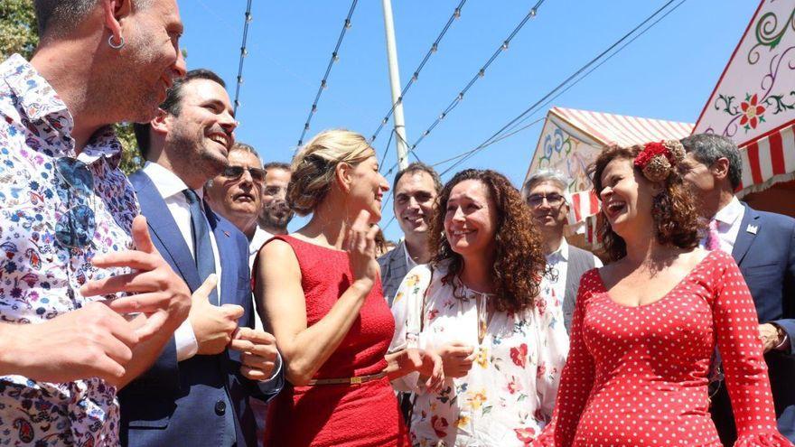 Yolanda Díaz junto a Inmaculada Nieto, Alberto Garzón y Esperanza Gómez.