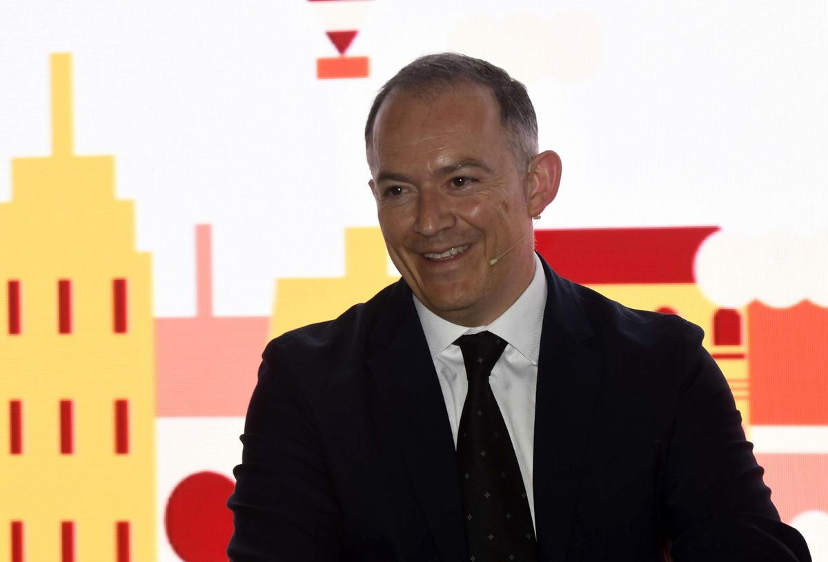 Jesús Gómez, alcalde de Abarán, en la mesa redonda en la que participó en el foro de La Opinión y Prensa Ibérica.