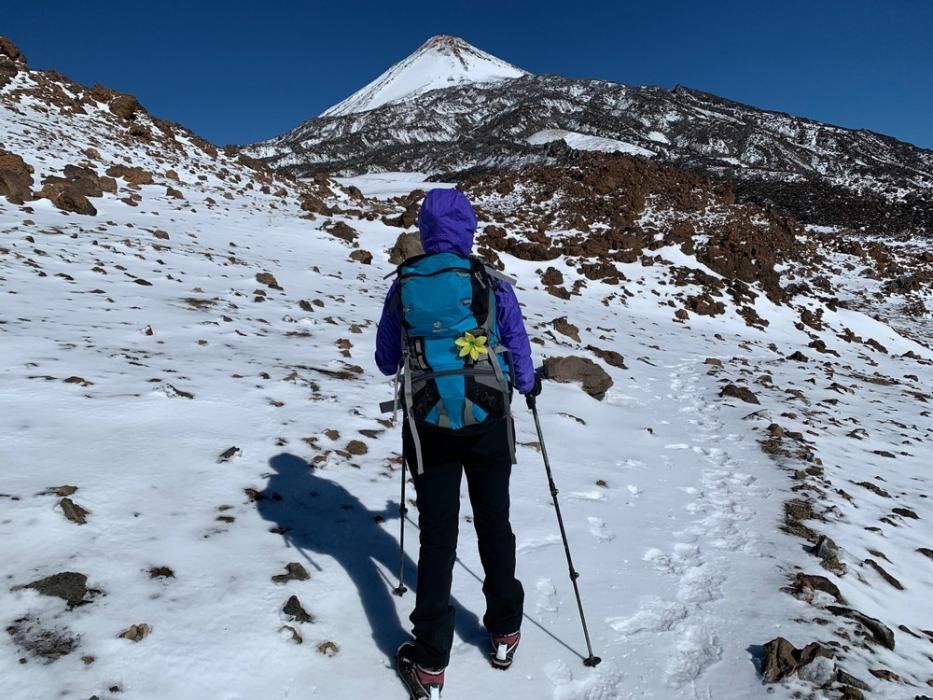 De caminata por las nieves del Teide